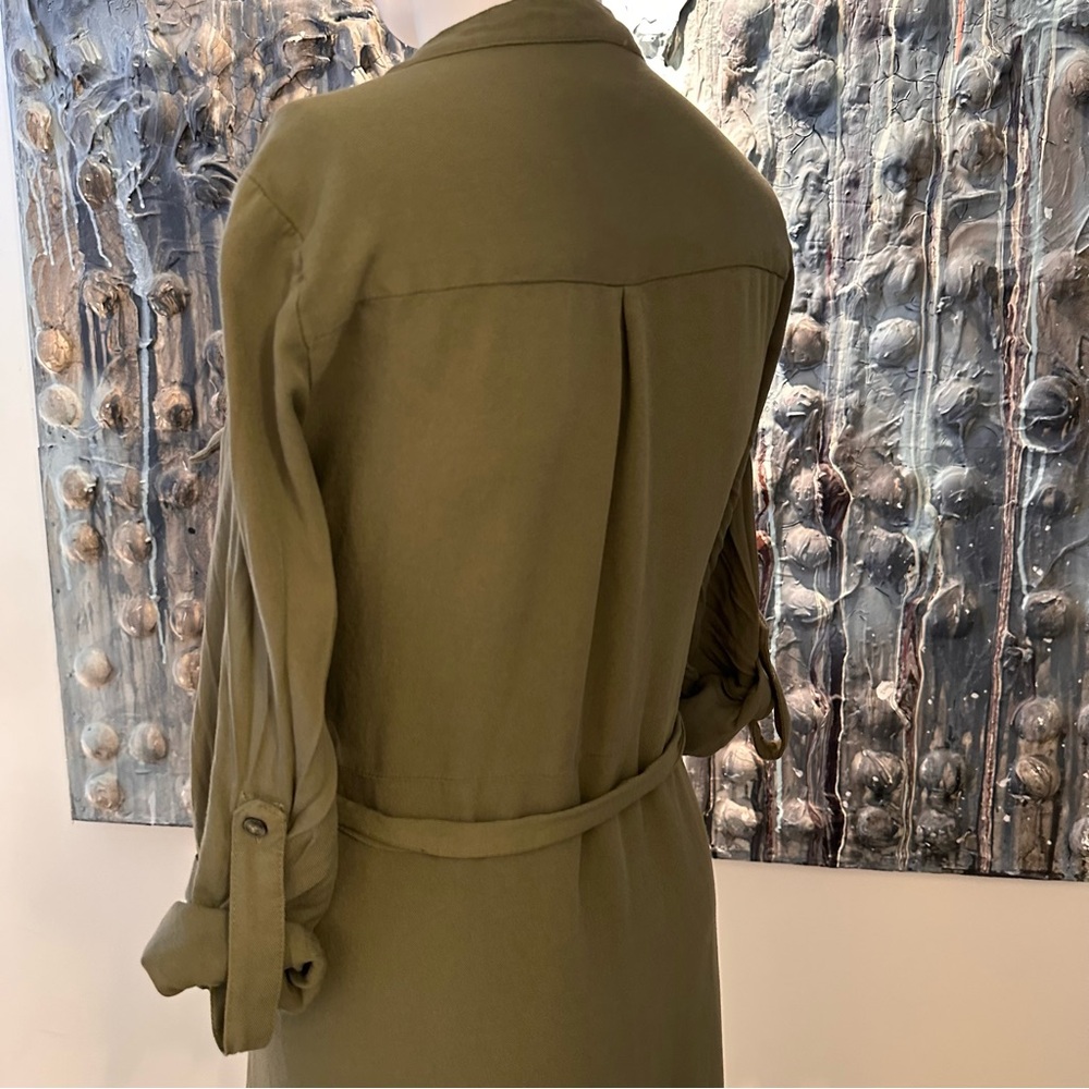 ⭐️ Guess XS Olive Rayon High-Low Shirt Dress *belt loops need repair - Picture 14 of 15